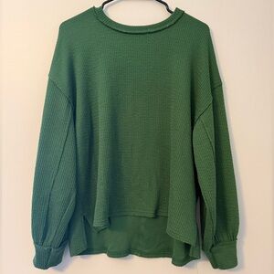 Dry Goods Green Crewneck Waffle Knit Sweater